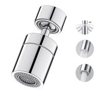 Kitchen Faucet Aerator, 360 Degree Swivel Tap Aerator, 24mm M24 Splash-Proof Faucet Sprayer Head, Water Saver Dual Mode, Universal Tap Extension for Kitchen Sink(Silver)
