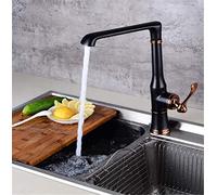 Kitchen Faucet All Copper Gold Black Antique Rotary Cold and Hot Water Mixer Kitchen Faucet Single Handle Belt Aerator