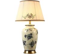 Kitchen Faucet American Ceramic Desk Antique Table Lamps Beige Handmade Fabric Shade Retro Vase Floor Night Lamp Compatible with Bedroom, Living Room,Led Chandelier Lights