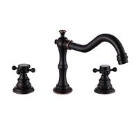 Kitchen Faucet Antique Black Bathroom Basin Faucet 3 Hole Hot & Cold Mixing Tap Stylish Split & Elegant for Bathrooms