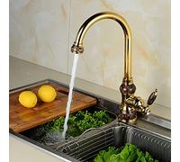 Kitchen Faucet Antique Kitchen Faucet Kitchen Sink Faucet Kitchen Copper Hot and Cold Water Mixer Faucet,Gold Cafe
