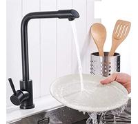 Kitchen Faucet Black Bronze Kitchen Sink Hot and Cold Mixer Tap 304 Stainless Steel Sink Basin Sink Faucet with Aerator Can Be Rotated Deck Mounted,Black A