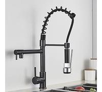 Kitchen Faucet,Black Spring Kitchen Sink Extendable Deck Mounted 360° Swivel Dual Spout Hot Cold Mixer Crane Faucet Bathroom Faucets Black Rose d (Oil Rubbed Bronze C A)
