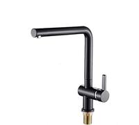 Kitchen Faucet Brass Black Single Handle Kitchen Sink Faucet Deck Mounted Hot and Cold Water Kitchen Faucets 360° Rotation Contemporary Commercial Kitchen Sink Taps