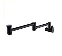 Kitchen Faucet Brass Wall Mount Pot Filler Taps 360° Rotatable Dual Handle Sink Faucet with Dual Joint Swing Arm Folding Cold Water Sink Taps,Oil Rubbed Bronze