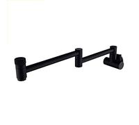 Kitchen Faucet Brass Wall Mount Pot Filler Taps 360° Rotatable Dual Handle Sink Faucet with Dual Joint Swing Arm Folding Cold Water Sink Taps,Black