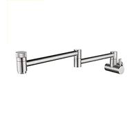 Kitchen Faucet Brass Wall Mount Pot Filler Taps Faucet 360° Rotatable Dual Handle Sink Faucet with Dual Joint Swing Arm Folding Cold Water Sink (Oil Rubbed Bronze)