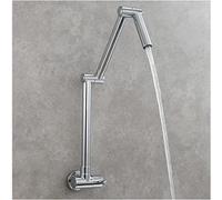 Kitchen Faucet - Commercial Black Wall-Mounted Cold Water Tap with Extendable Dual-Joint Swivel Arms, Easy Installation, Messing Top-Filling for Sink, Design (Chrome)