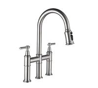 Kitchen Faucet, Commercial Modern High arc Double Handle Single Hole Pull Out Kitchen Faucets with Pull Down Sprayer for Farmhouse rv Utility bar Laundry Sinks