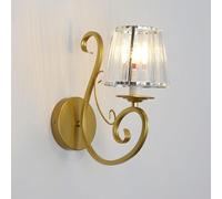 Kitchen Faucet Crystal Wall Retro Indoor Wall Lamp Nordic Bedside Reading Wall Light, E14 Hardwired Iron Wall Lighting in Green/Gold/White Finish, Vintage Prism Crystal Candle Sconces(Gold Co
