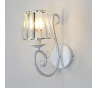 Kitchen Faucet Crystal Wall Retro Indoor Wall Lamp Nordic Bedside Reading Wall Light, E14 Hardwired Iron Wall Lighting in Green/Gold/White Finish, Vintage Prism Crystal Candle Sconces(White C