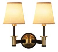 Kitchen Faucet Farmhouse Double Fabric Shade Lamp Black Gold Iron Base Wall Light Fixtures for Bedroom Living Room Hallway