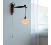 Kitchen Faucet Farmhouse Wall Lighting, Dimmable Wall with Swing Arm Wall Lights,Wood +Ceramics Wall Light,Wall Lamps for Bedroom,Living Room, Boho Wall Lamp, E26 Base(A) (B A)