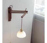 Kitchen Faucet Farmhouse Wall Lighting, Dimmable Wall with Swing Arm Wall Lights,Wood +Ceramics Wall Light,Wall Lamps for Bedroom,Living Room, Boho Wall Lamp, E26 Base(A) (C A)