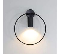 Kitchen Faucet Golden Lamp 180° Rotatable Bedside with Circular Metal Ring Ideal Wall Decor for Bedroom and Staircase(Black)