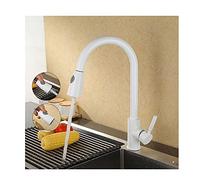 Kitchen Faucet, High Arc Single Handle Sink White Brass with Pull Down Sprayer 360° Rotating Faucets,A(C)