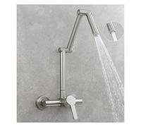 Kitchen Faucet, High Brass Pot Filler Tap Wall Mounted Kitchen Faucet Cold and Hot Water Folding Spout Black Chrome Nickel Mixer Taps(Style B Nickel)