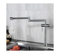 Kitchen Faucet Hot and Cold Water Commercial Kitchen Sink Taps Brass Pot Filler Faucet Folding Stretchable Double Joint Swing Arms Two Handles Deck Mounted ORB(Cromo)