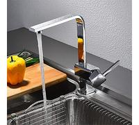 Kitchen Faucet Hot and Cold Water Mixer Kitchen Sink Faucet Wash Vegetable Basin - Rotatable Square Single Handle with Aerator Single-Joint