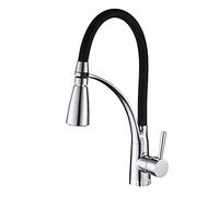 Kitchen Faucet Led Three Color Full Copper Strip Pull Out Sprayer Head Faucet Spring Double Outlet Kitchen Wash Basin Hot Water Mixer Mixer Faucet