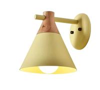 Kitchen Faucet Nordic Style Wrought Iron Wooden Decorative, E27 Source Single Light, Wall-Mounted Lighting fixtures, Creative Color Metal lampshade Lantern, Indoor Wall, Yellow