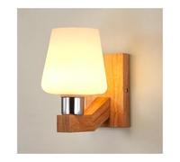 Kitchen Faucet Nordic Wood Glass Sconces Japandi Style Bedroom Bedside Wall Lights Minimalist Indoor Home Decor Lamp Fixture for Living Room Hallway Study(13cm)