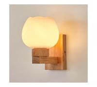 Kitchen Faucet Nordic Wood Glass Sconces Japandi Style Bedroom Bedside Wall Lights Minimalist Indoor Home Decor Lamp Fixture for Living Room Hallway Study(15cm)