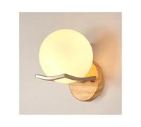 Kitchen Faucet Nordic Wood Glass Sconces Japandi Style Bedroom Bedside Wall Lights Minimalist Indoor Home Decor Lamp Fixture for Living Room Hallway Study(18cm)