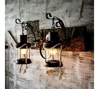 Kitchen Faucet Pendant Lighting Ceiling, European Loft Retro Wood Lamp, Industrial Personality Iron Metal Light Compatible with Cafe Restaurant Bar Living Room Aisle, 2 Lights Nostalgic Wall Sco
