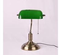 Kitchen Faucet Plating V-intage Desk Lamp/Table Light/Bedside Study Office Banker's Lamp with Black Glass Shade,Hardware Base and Pull Switch,Chandelier