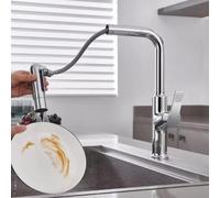 Kitchen Faucet Pull Down Sprayer Brass Swivel Tap 5 Function Extendable Sink Mixer Stylish and Versatile Kitchen Water Faucet for Home Use