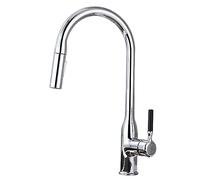 Kitchen Faucet Pull Down Sprayer, Solid Brass Mixer Tap, 2 Spray Modes, Single Handle, 360 Degree Swivel Spout, High Arc Sink Tap for Modern Home