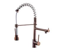 Kitchen Faucet, Pull Down Spring Design, Single Handle, Hot & Cold Water, 1 Hole, Dual Outlet, Rose Gold Finish, Modern Sink Mixer Tap