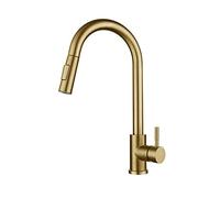 Kitchen Faucet Pull Out Brushed Nickle Sensor Stainless Steel Black Smart Induction Mixed Tap Touch Control Sink Tap(Brushed Gold,No Touch)