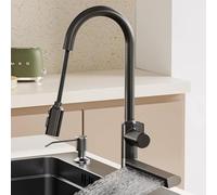 Kitchen Faucet pull out kitchen mixer tap waterfall shower head 360° swivel brass kitchen sink mixer tap-white