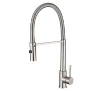 Kitchen Faucet Pull Out Stainless Steel Brushed Swiveled Hot and Cold Water Dual Mode Kitchen Sink Faucet-Brushed