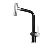Kitchen Faucet, Quartz Stone Universal Rotate Pull-Out Faucet, Kitchen Sink Faucet Dual Effluent Modes, Cold and Hot Dual Control Bathroom Faucet(Pearl Black)