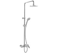 Kitchen Faucet Shower Head and Hand Held Shower System 3- Function Handheld Shower Square Shower Mixer Shower System Bathroom Exposed Twin Head Valve Set White