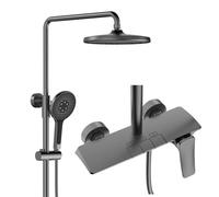 Kitchen Faucet Shower Set, Shower System, 10in/25cm Round Shower Head, Piano Keys, with Waterfall Bathtub Faucet, 3 Modes Hand Shower, 59A Brass Body, Height Adjustable