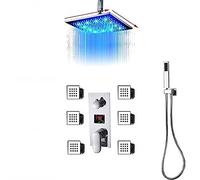 Kitchen Faucet Shower system Digital Shower Faucets Set Bathroom Concealed LED Shower Head 3-Function Mixer Tap 6pc Massage Jets In Wall Bathroom,10 inch full set