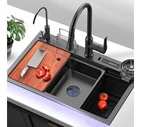 Kitchen Faucet, Single Basin with Waterfall Spout for Modern Home Design, Durable Construction, Easy Installation