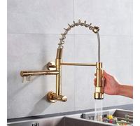 Kitchen Faucet Single Cold Water Vessel Sink Tap Spring Dual Swivel Spouts Wall Mounted Heavy Duty