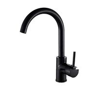 Kitchen Faucet Sink Copper Silver Black Hot and Cold Water Mixer Rotary Single Hole Lead-Free Bathroom Handle,Black(Nero)