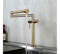Kitchen Faucet Solid Brass Crane for Kitchen Deck Mounted Sink Mixer Foldable Nickel Brushed/Gold/Chrome/ORB/Black,Gold