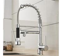 Kitchen Faucet,Spring Style Faucet Brushed Nickel Pull Out Swivel Water Outlet Mixer Tap Chrome China