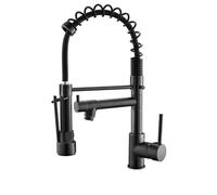 Kitchen Faucet,Spring Style Kitchen Faucet Brushed Nickel Pull Out Swivel Swivel Water Outlet Mixer Tap Black China