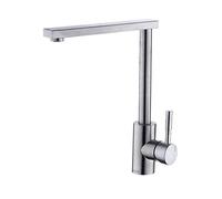 Kitchen Faucet Square Pipe Cold Water Mixer Kitchen Sink Faucet Single-Handled Chrome-Plated 7-Shaped Belt Aerator 360 Degree Rotation