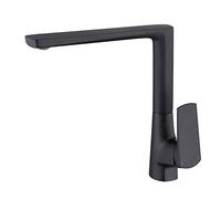 Kitchen Faucet Swivel Kitchen Faucet Single Hole Hot & Cold Bathroom Sink Tap Water Saving Aerator All Copper Construction Stylish Black Finish and Functional