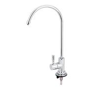 Kitchen Faucet Tap,1/4'' Zinc Alloy Chrome Reverse Osmosis RO Drinking Water Filter Replacement, 360° Rotation Goose Neck Faucet Tap