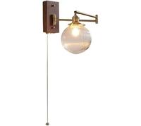 Kitchen Faucet Teokszn Industrial Light Clear Glass Swing Arm Wall Lamp Vintage Brass Farmhouse for Bedroom Reading Light(D)